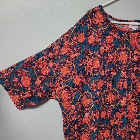 Lularoe Irma Shirt Top Womens 3XL Floral Pink Red Comfortable Casual Classic NWT - Picture 3 of 7